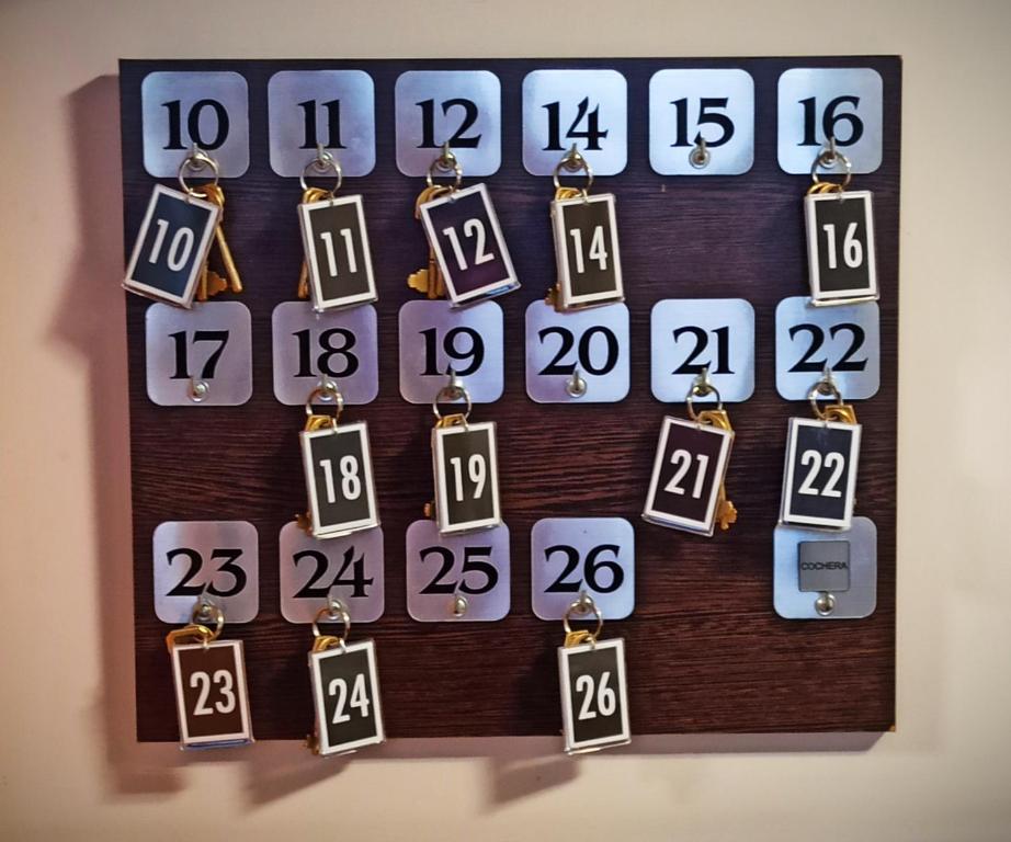 布拉加多Hotel Miceli的一张带有数字的木制周期表