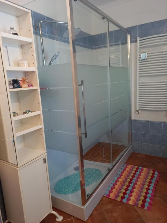奥罗塞伊Appartamento in zona residenziale的浴室内带玻璃淋浴间
