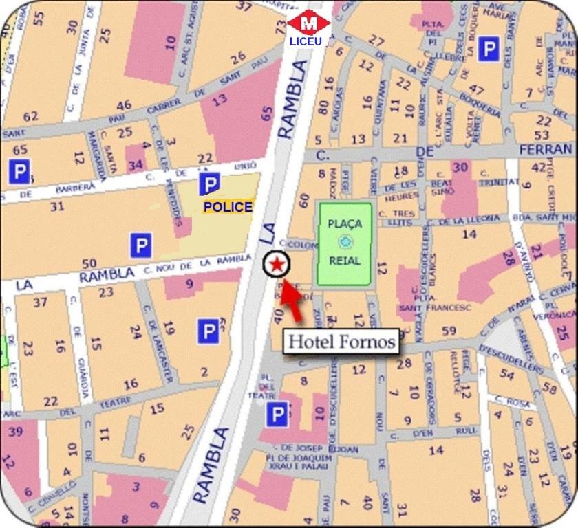 巴塞罗那HOTEL FORNOS - Barcelona的当地部队地图
