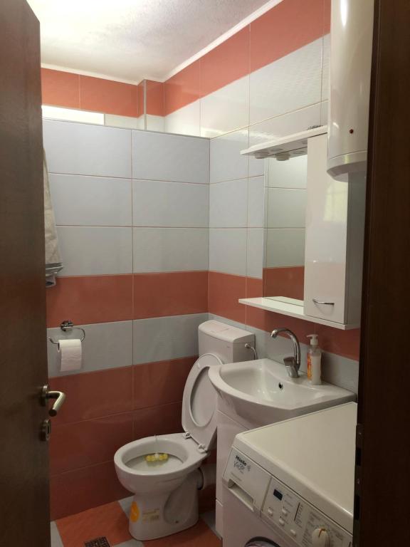 科尼茨Villa Pjene的一间带卫生间和水槽的小浴室