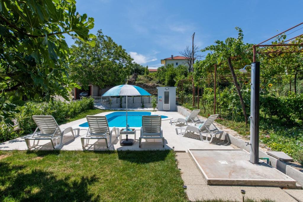 sunflower house with a pool and large garden