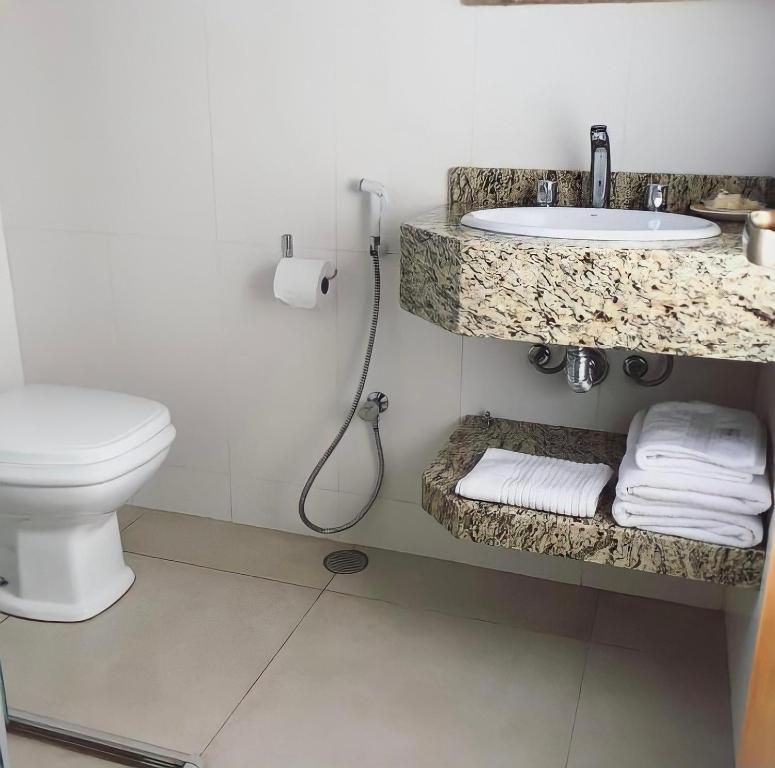 蒙特韦尔迪Chales Mãe e Filho的一间带水槽和卫生间的浴室