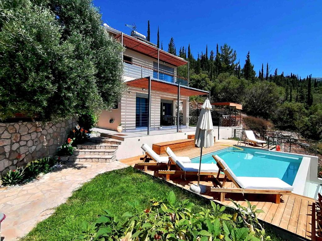 阿约斯尼奇塔斯Villa euphoria的一座带游泳池和房子的别墅