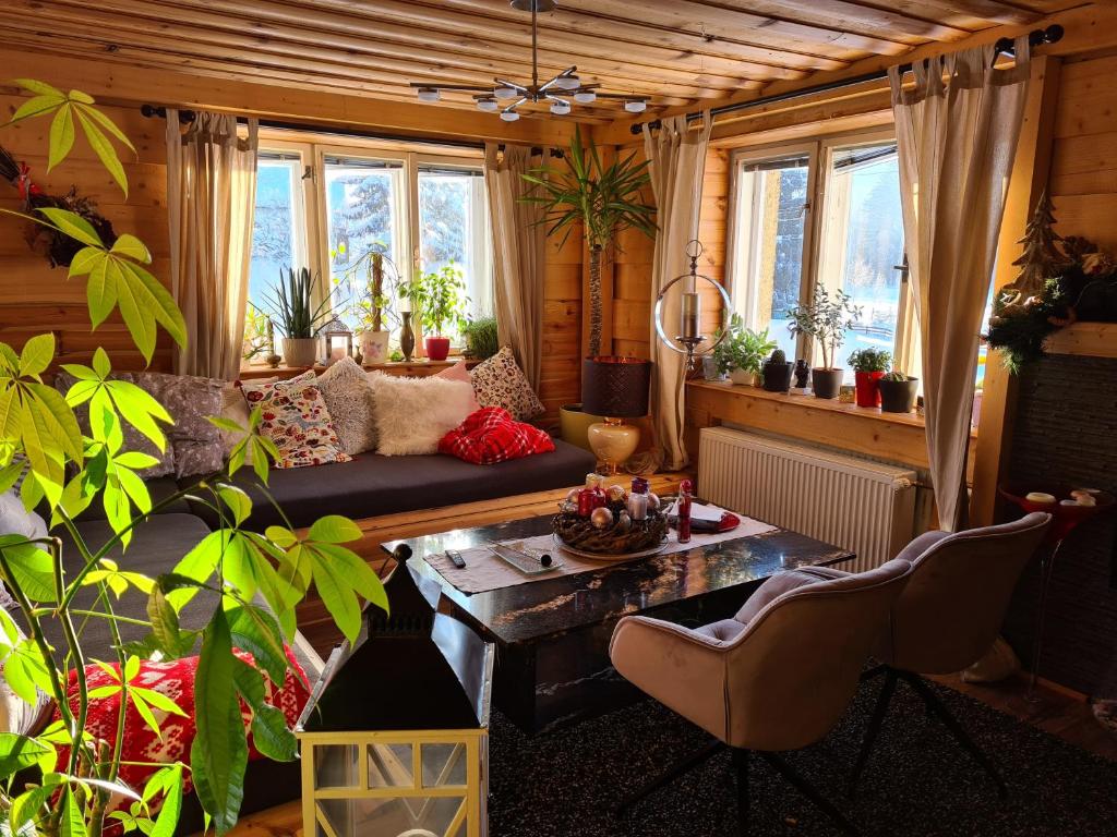 普罗斯特迪尼贝克瓦Chalet-Beskydy的客厅配有沙发和桌子