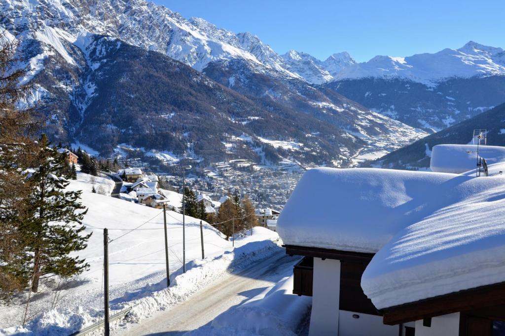 奥加Chalet Apartment Gran Zebrù的山景雪屋