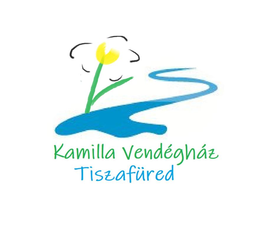 蒂萨菲赖德Kamilla Vendégház Tiszafüred的水里一朵花,上面写着卡米拉凡德比尔特的 ⁇ 