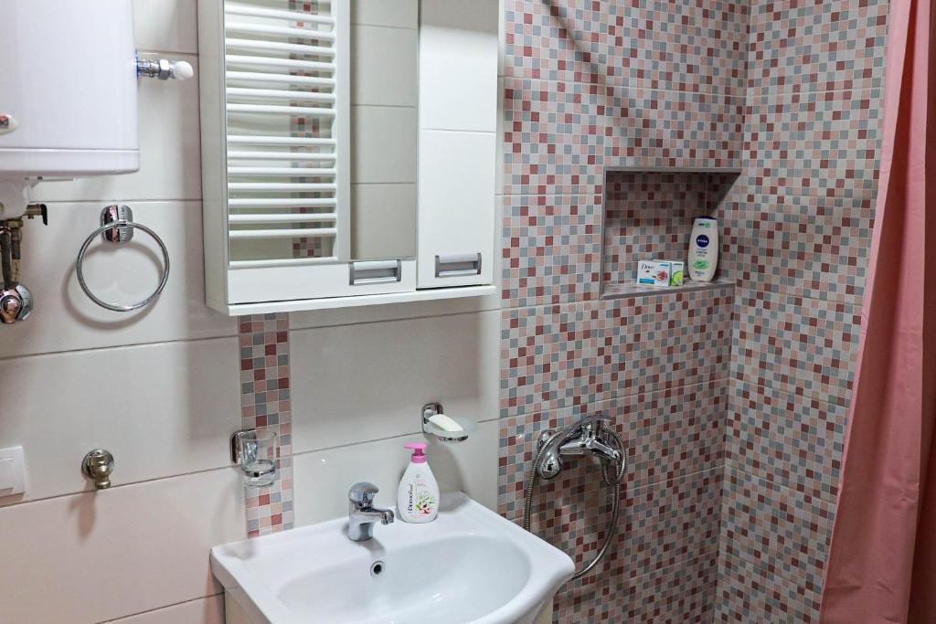 新瓦罗什Modesty Zlatar的一间带水槽和淋浴的浴室