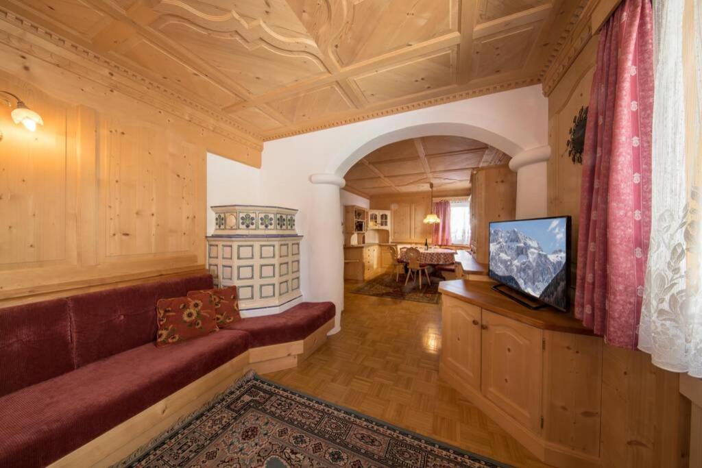 塞尔瓦迪加尔代纳山谷Chalet Merisana的带沙发和电视的客厅