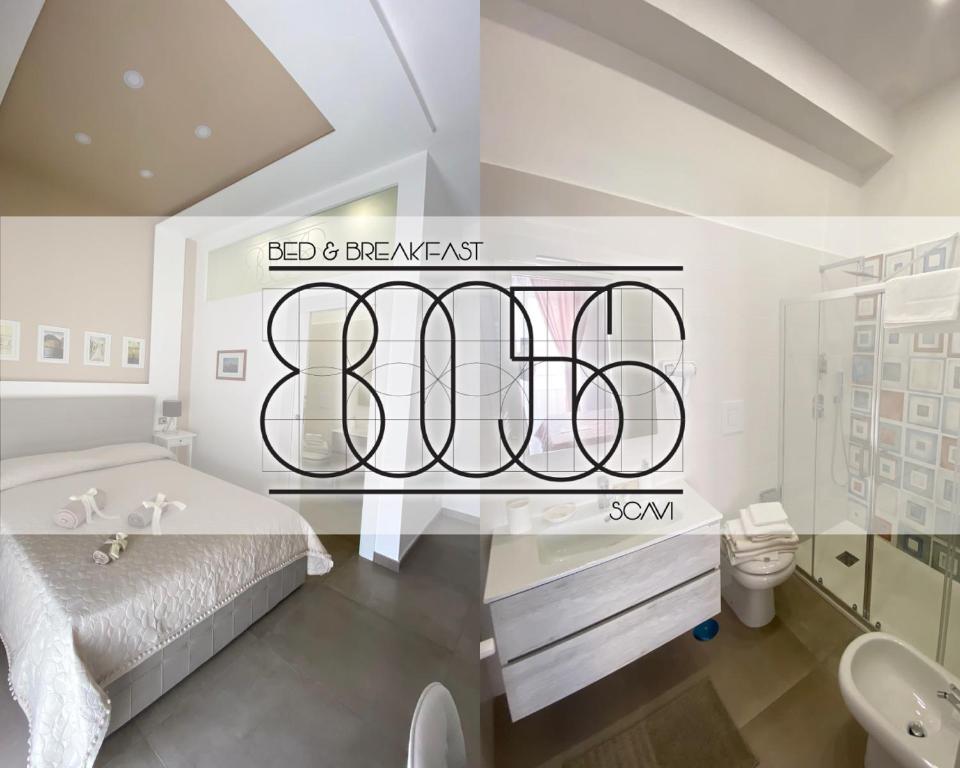 埃尔科拉诺B&B 80056 Ercolano的白色的浴室设有床、浴缸和水槽。