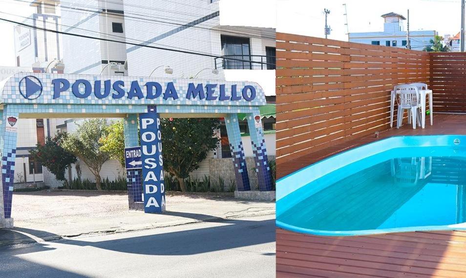 阿里奥阿罗约杜西尔瓦Pousada Mello的游泳池别墅标志