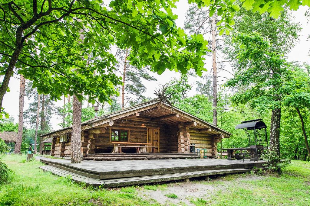 FilippovichiForest hut Stariy Prud的森林中间的小木屋