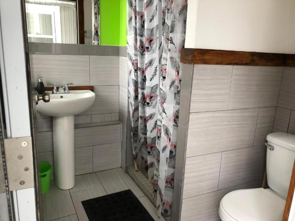 肖维尼根Les Cabines Nordik 2.0的一间带水槽和卫生间的浴室
