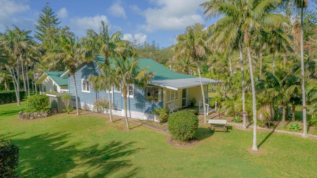 彭特派因Anson Bay Lodge的一座棕榈树的蓝色房子