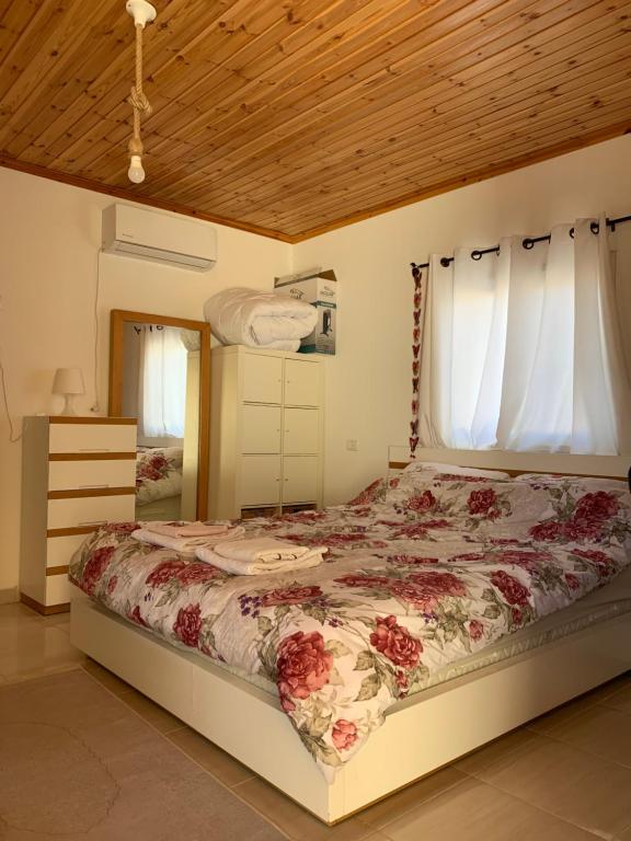 AlsiraKhan Alsira - חאן אלסרה的一间卧室设有一张床和一个窗口