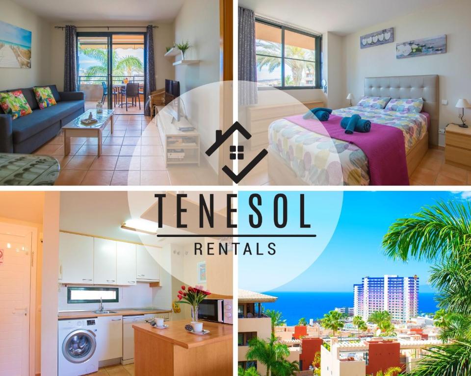 帕莱索海滩Paraiso 1 Sea view - TENESOL RENTALS的酒店房间两张照片的拼贴画