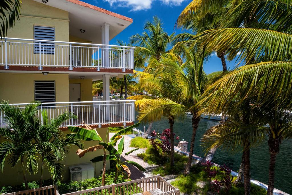 基拉戈玛丽娜戴尔玛度假酒店的享有棕榈树和水景度假村