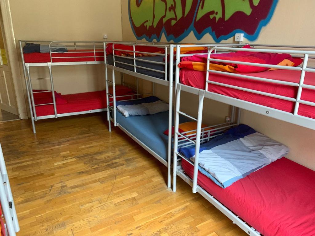 布达佩斯Carpe Noctem Hostel的客房内的一组双层床
