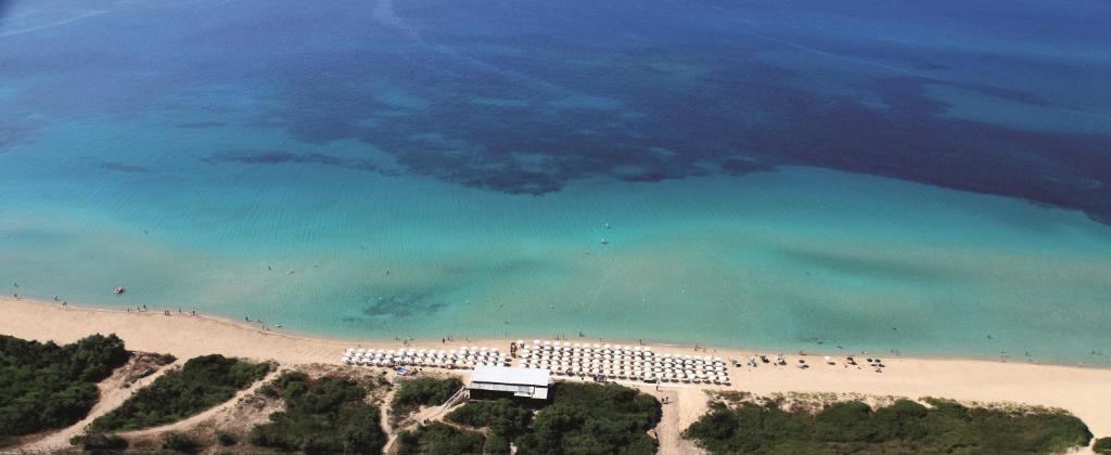 丽都玛里尼Costa del Salento - CDSHotels的一群人从空中欣赏海滩美景