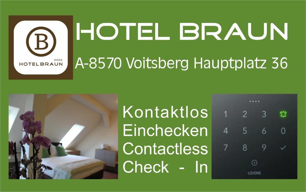 沃茨伯格Hotel Braun的带有日历的酒店 ⁇ 印标志