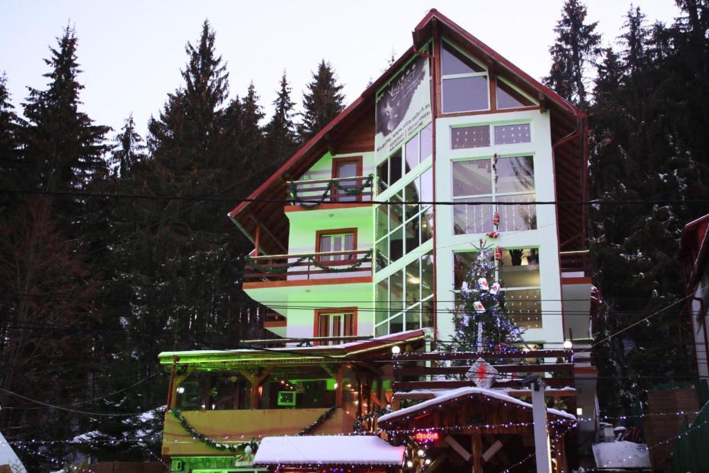 普雷代亚尔精选度假村的前面有圣诞树的房子