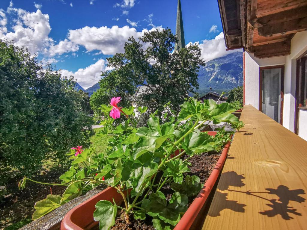 齐勒谷地施特拉斯Holiday Home Kainer - FGZ210 by Interhome的阳台种满鲜花,享有山景