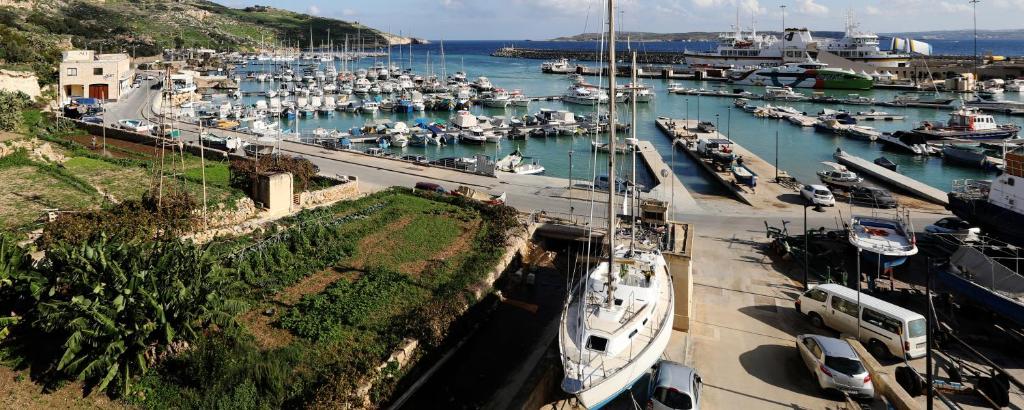 MġarrMgarr Waterfront Cosy Apartment 3 by Ghajnsielem Gozo的水中满是船只的港口