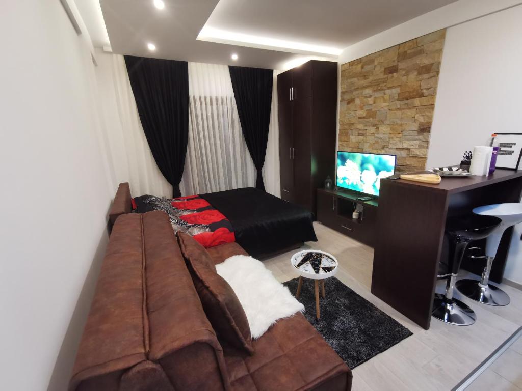 科帕奥尼克Kopaonik apartmani NR的带沙发和电视的客厅