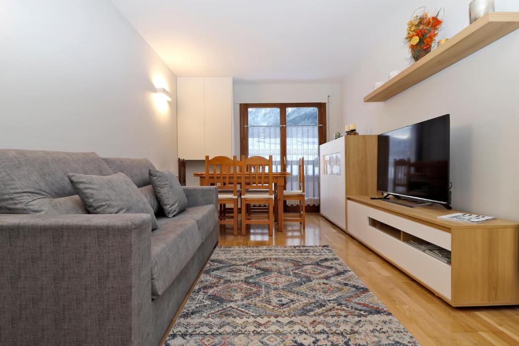维耶拉Apartamento Besiberri Vielha的带沙发和平面电视的客厅