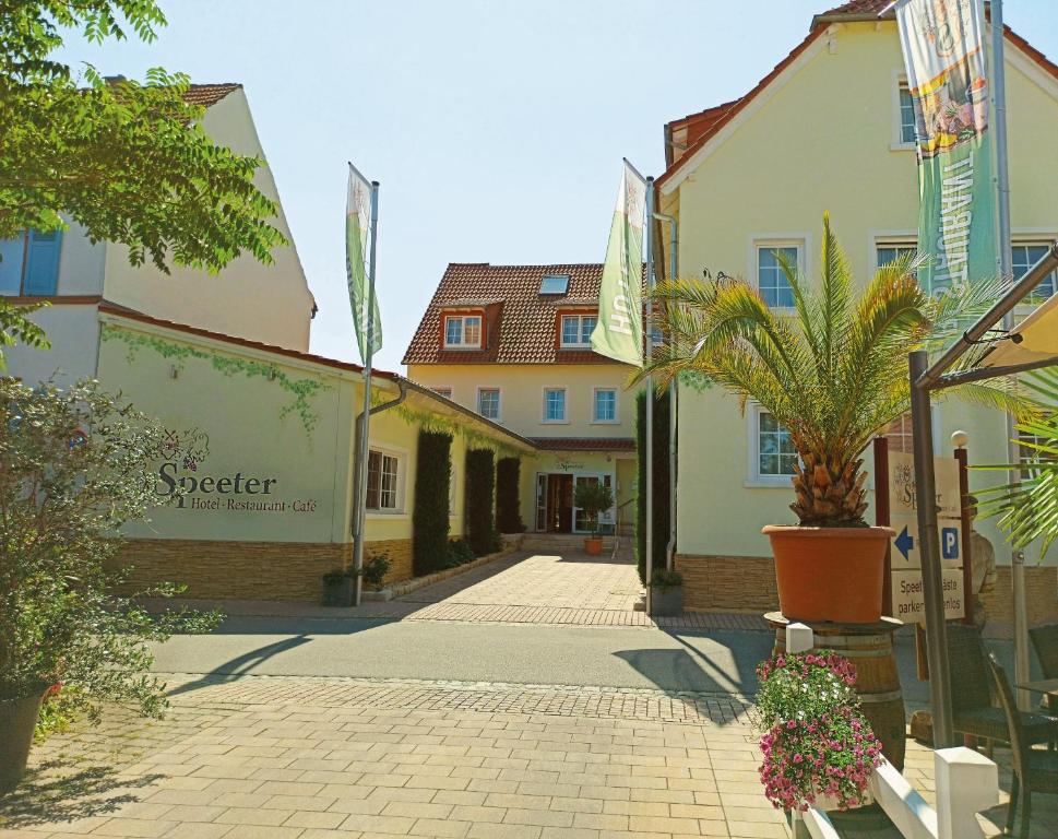 山麓魏森海姆施皮特酒店的城镇中拥有建筑和植物的街道
