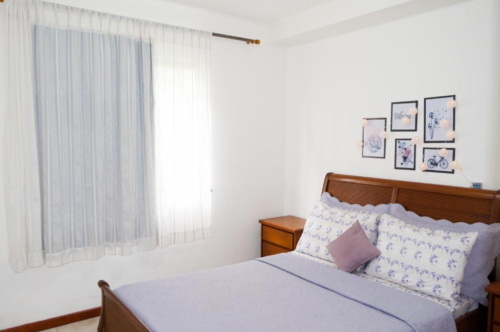 彼得罗波利斯Apartamento aconchegante的一间卧室设有一张床和一个窗口