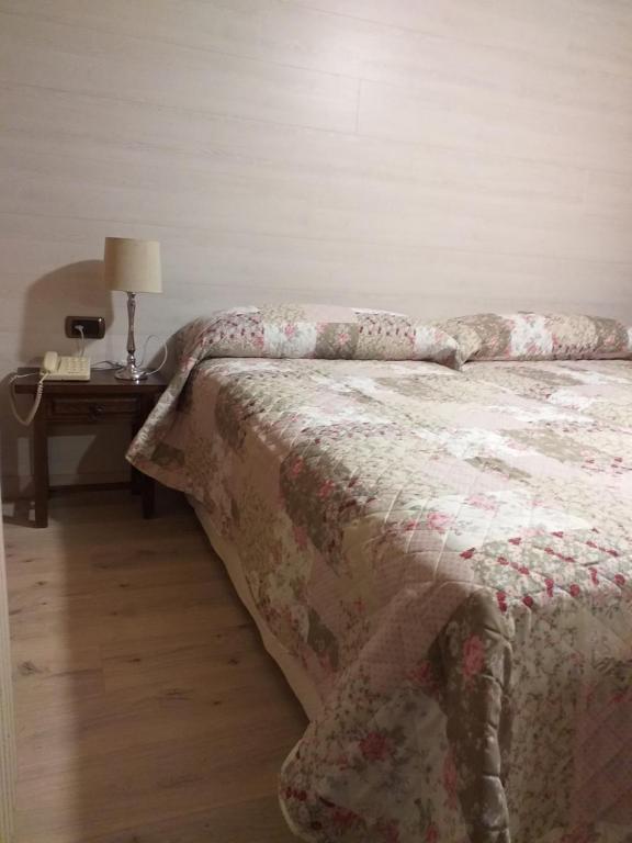 毕斯卡斯基拉尔酒店的一间卧室配有一张床和一张带台灯的桌子