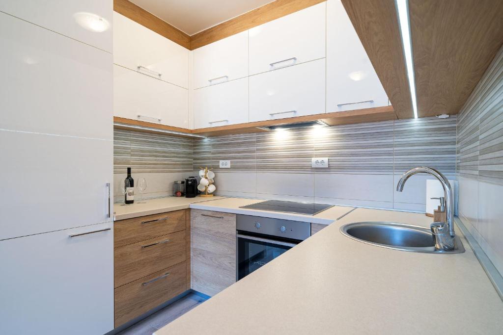 Boka View Luxury Suite - With free Garage Parking的厨房或小厨房