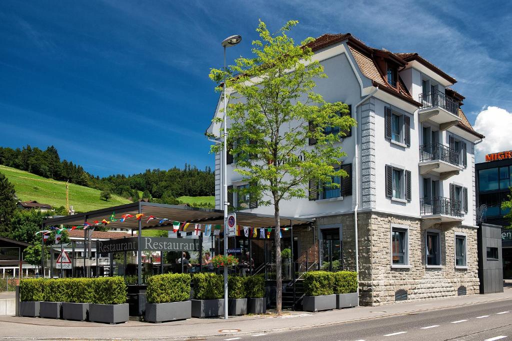 安特拉格里Hotel Freihof Swiss Lodge的街道边的建筑物