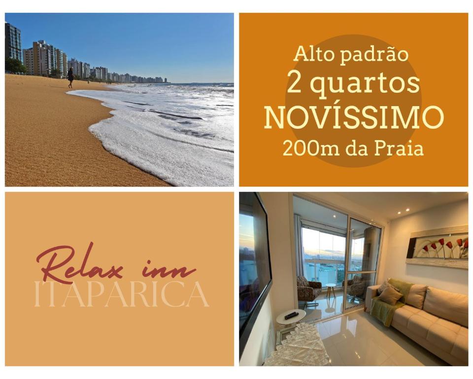 维拉维尔哈ITAPARICA RELAX INN! Portaria e bar 24H!的海滩和房子照片的拼合