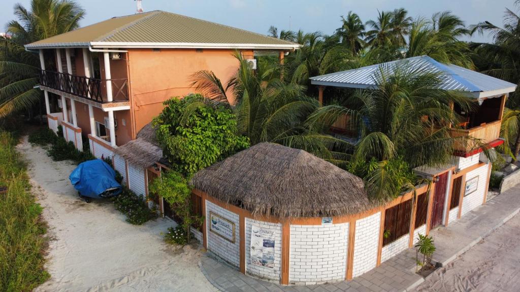 马米基里夏玛国潜水宾馆的棕榈树房屋的顶部景色