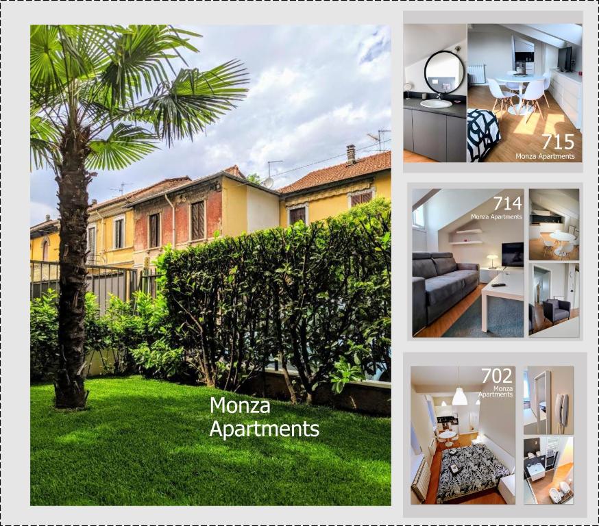 蒙扎Monza Apartments的棕榈树屋照片的拼贴