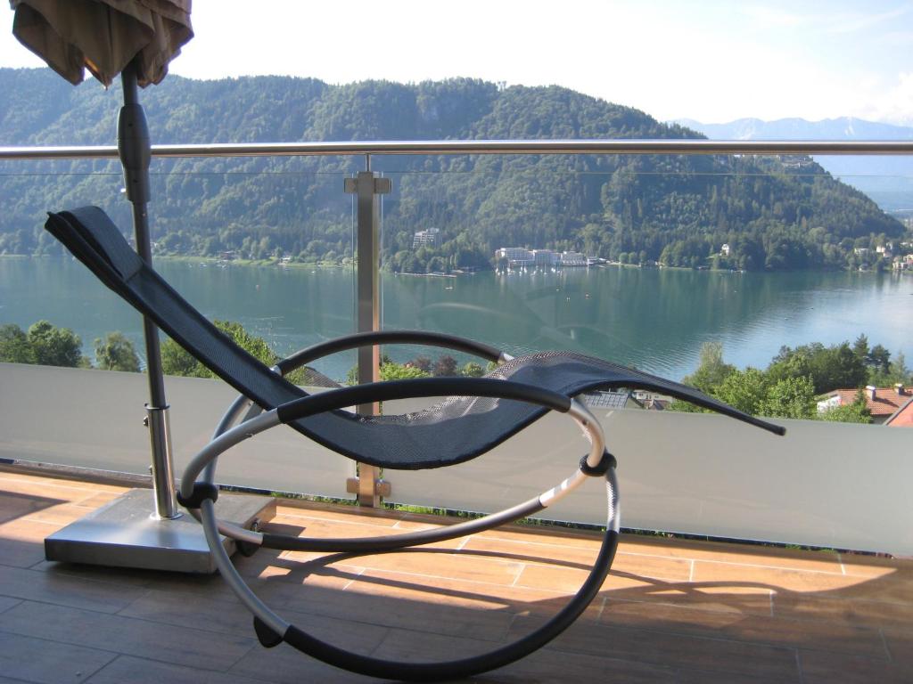 安嫩海姆Villa Burgblick的湖景阳台的椅子