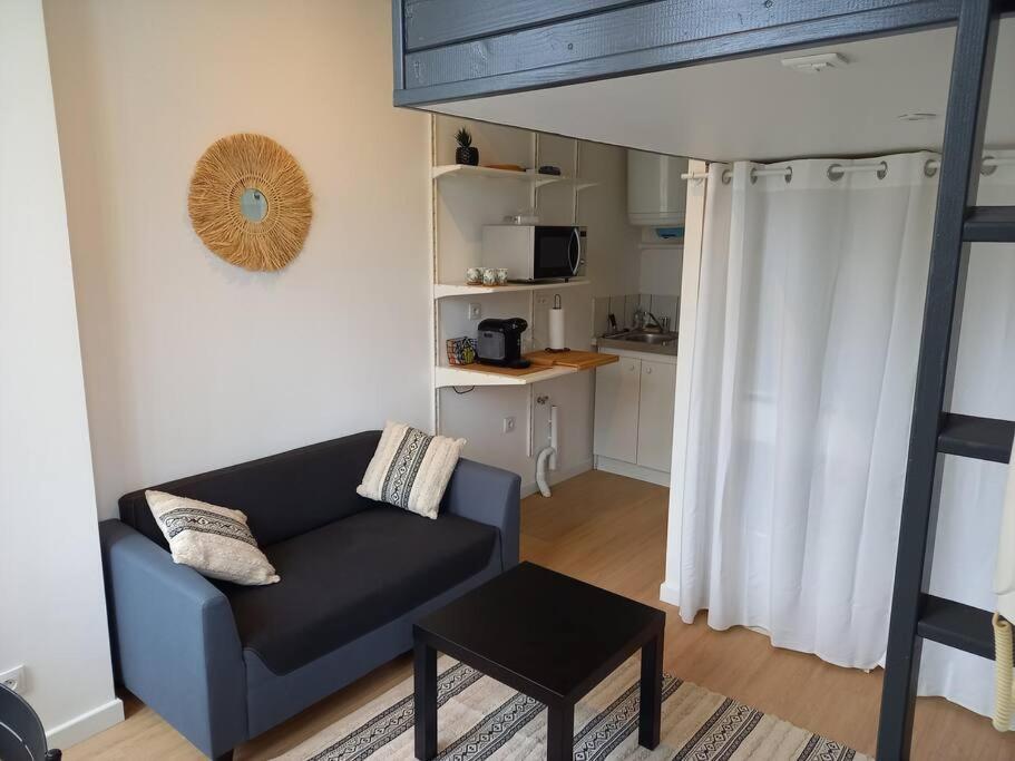 第戎Studio avec terrasse en résidence calme à Dijon.的客厅配有沙发和桌子