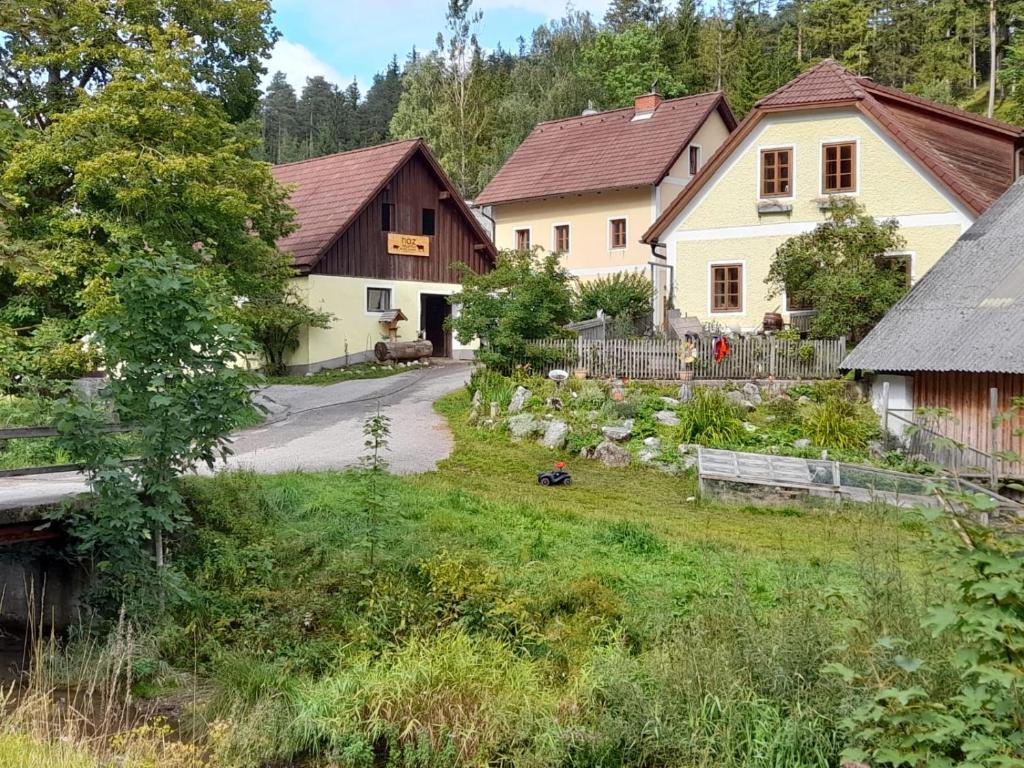 Rohr im GebirgeApartment Nazbauerhof的享有房子和庭院的景色
