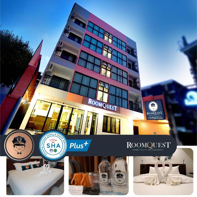 曼谷RoomQuest Sukhumvit36 BTS Thonglor的一座标有酒店标志的建筑