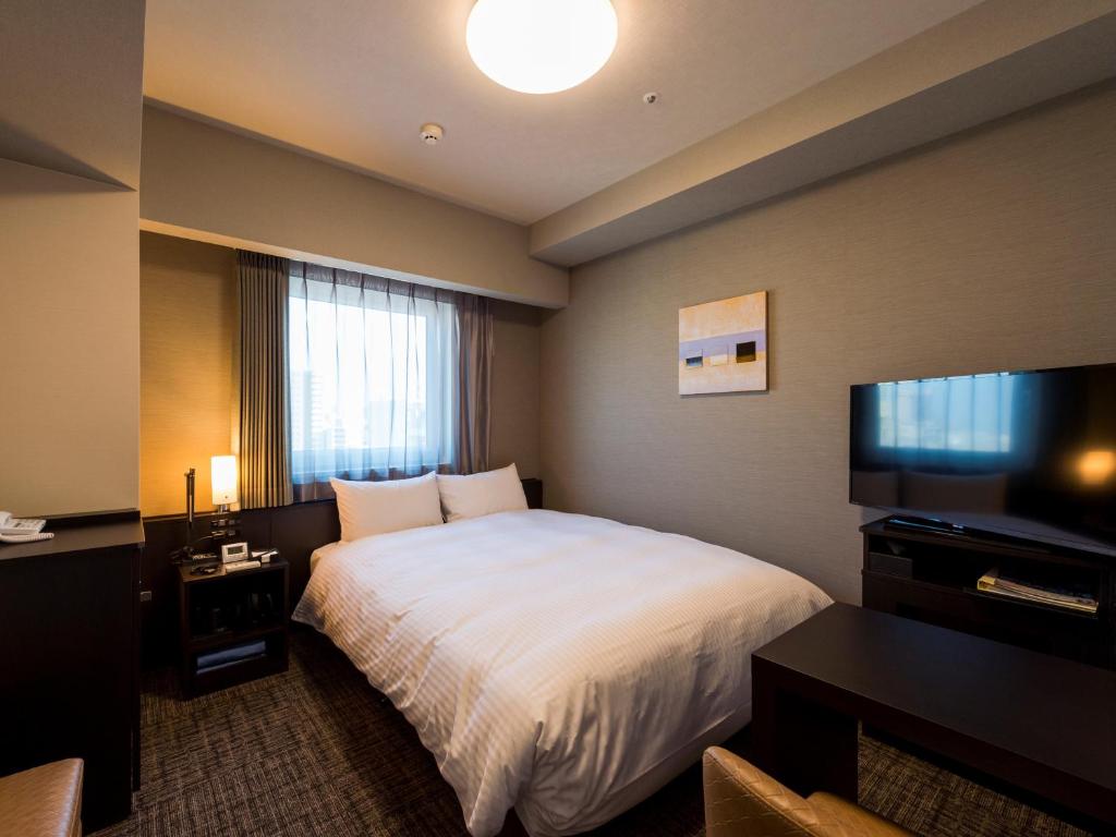 东京东京浅草桥鲁特因大酒店的配有一张床和一台平面电视的酒店客房
