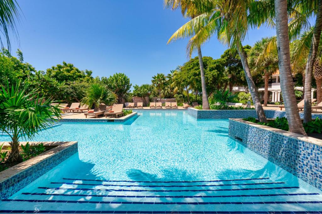 威廉斯塔德Zoetry Curacao的度假村内棕榈树游泳池