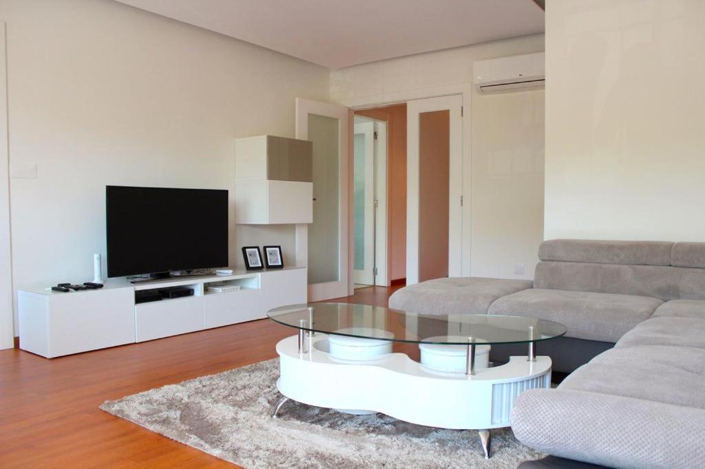 阿马多拉Damaia Apartment的带沙发和咖啡桌的客厅