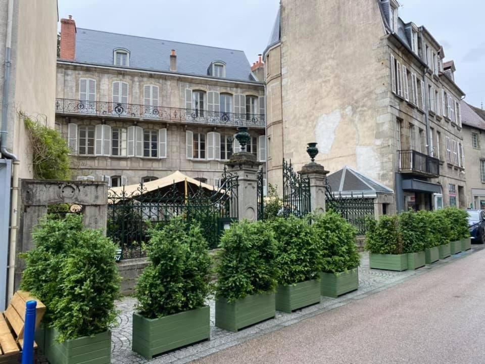 奥比松Hôtel de Colbert的楼前一排盆栽植物