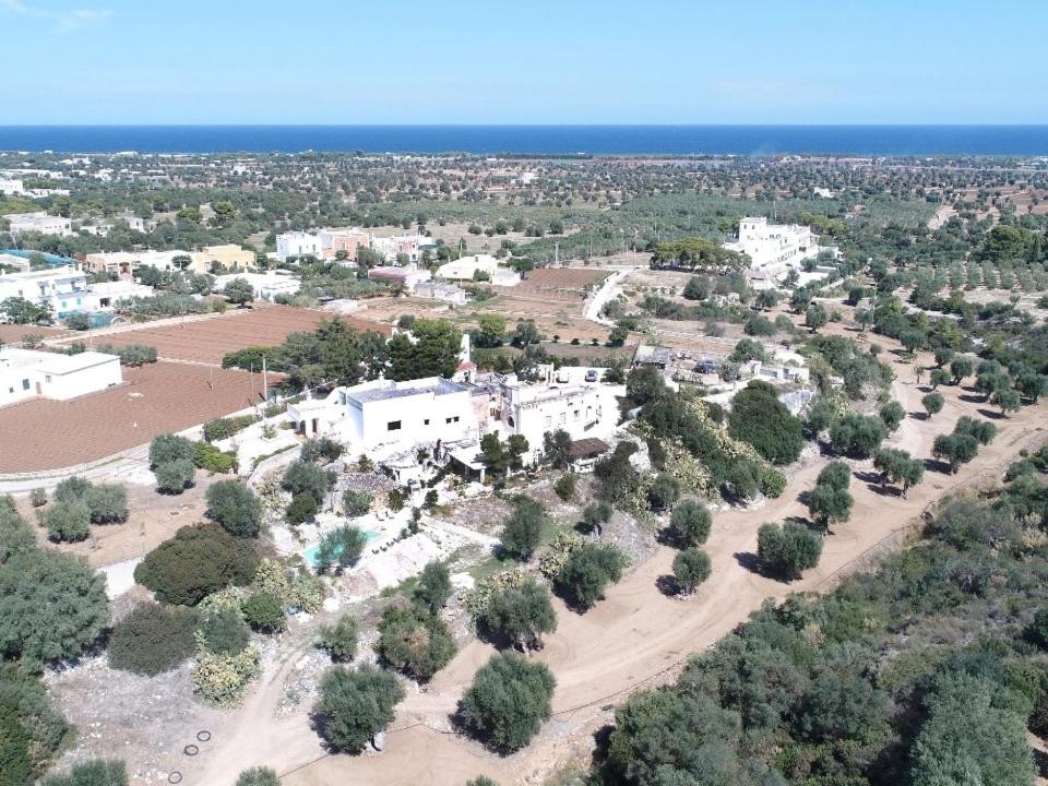 法萨诺Masseria Pelosella B&B的享有树木和建筑村的空中景致