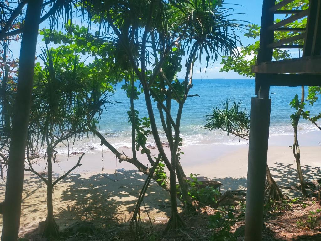 俊穆岛林山海简易别墅的享有海滩美景。