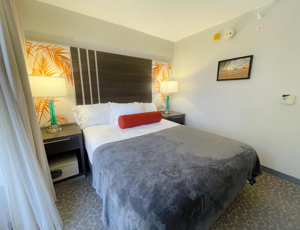 檀香山Aqua Palms 306 condo的酒店客房设有床和窗户。