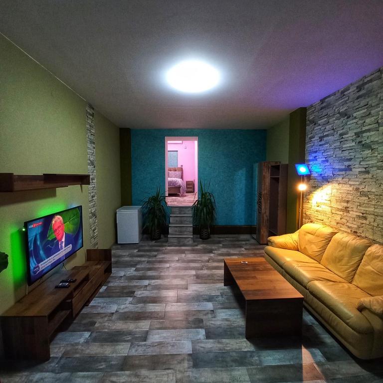 蒙塔纳Старата Лоза的带沙发和电视的客厅