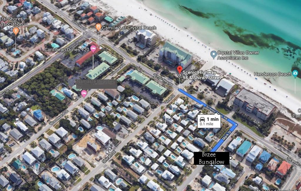 德斯坦Brzee Bungalow的海滩上火灾地点地图