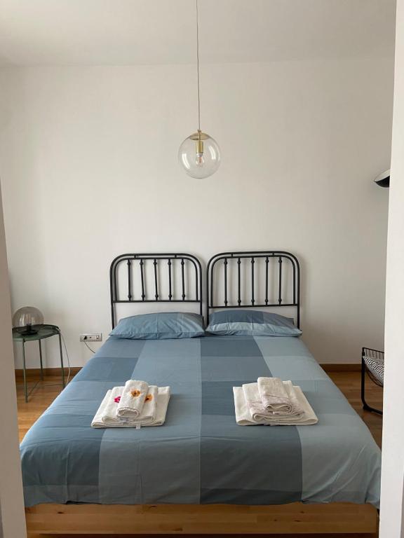 卡萨马西马Bed and Breakfast Gaia的一间卧室配有一张床,上面有两条毛巾